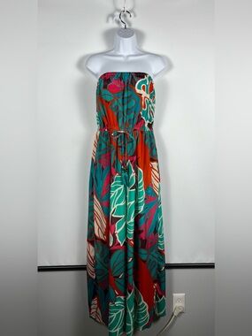 True Destinations Resort Wear Strapless Wide Leg Jumpsuit Size Large